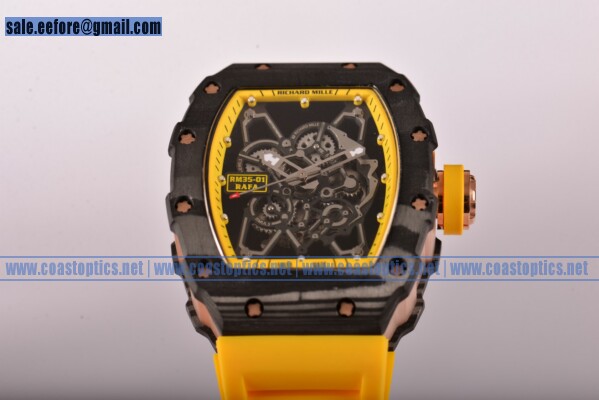 Richard Mille RM35-01 1:1 Replica Watch Carbon Fiber Yellow Rubber Strap (GF)